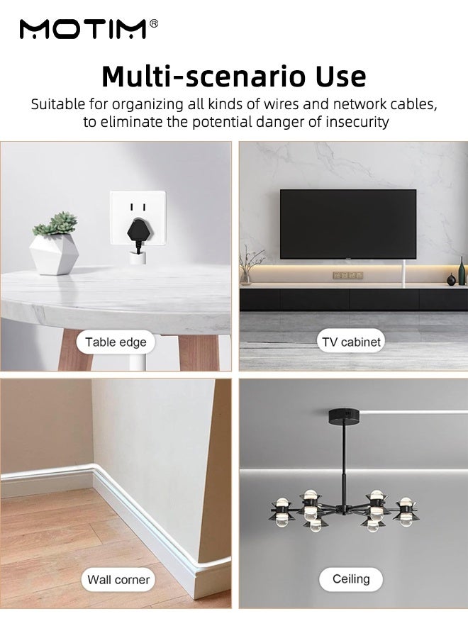 موتيم مخفي أسلاك حائط 78 بوصة، غطاء سلك مخفي أسلاك ذاتي اللصق للأسلاك، ممر أسلاك بغطاء سلك مرن لإدارة الأسلاك الأرضية والجدارية، العرض: 0.59 بوصة الارتفاع: 0.39 بوصة - Image 5