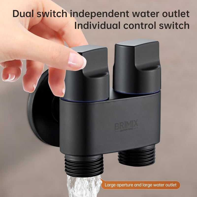 BRIMIX Double Control Heavy Duty Angle Valve G1/2 inch for Bathroom Toilet Kitchen - Black - Image 4