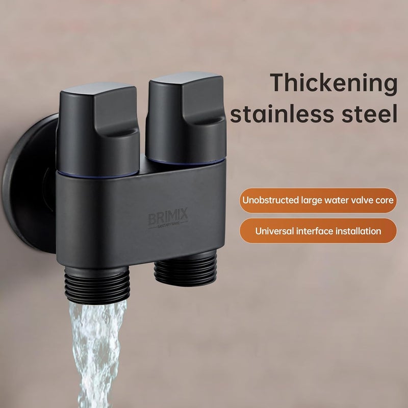 BRIMIX Double Control Heavy Duty Angle Valve G1/2 inch for Bathroom Toilet Kitchen - Black - Image 5