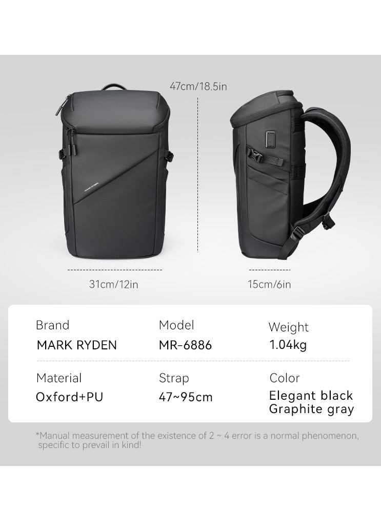 مارك رايدن حقيبة ظهر لاب توب مارك رايدن  رمادي مقاومة للماء  بوصة بفتحة علوية ومنفذ شحن  وجيب مضاد للسرقة وسعة كبيرة للعمل والمدرسة والسفر - Image 3