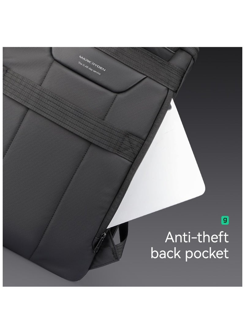 مارك رايدن حقيبة ظهر لاب توب مارك رايدن  رمادي مقاومة للماء  بوصة بفتحة علوية ومنفذ شحن  وجيب مضاد للسرقة وسعة كبيرة للعمل والمدرسة والسفر - Image 5