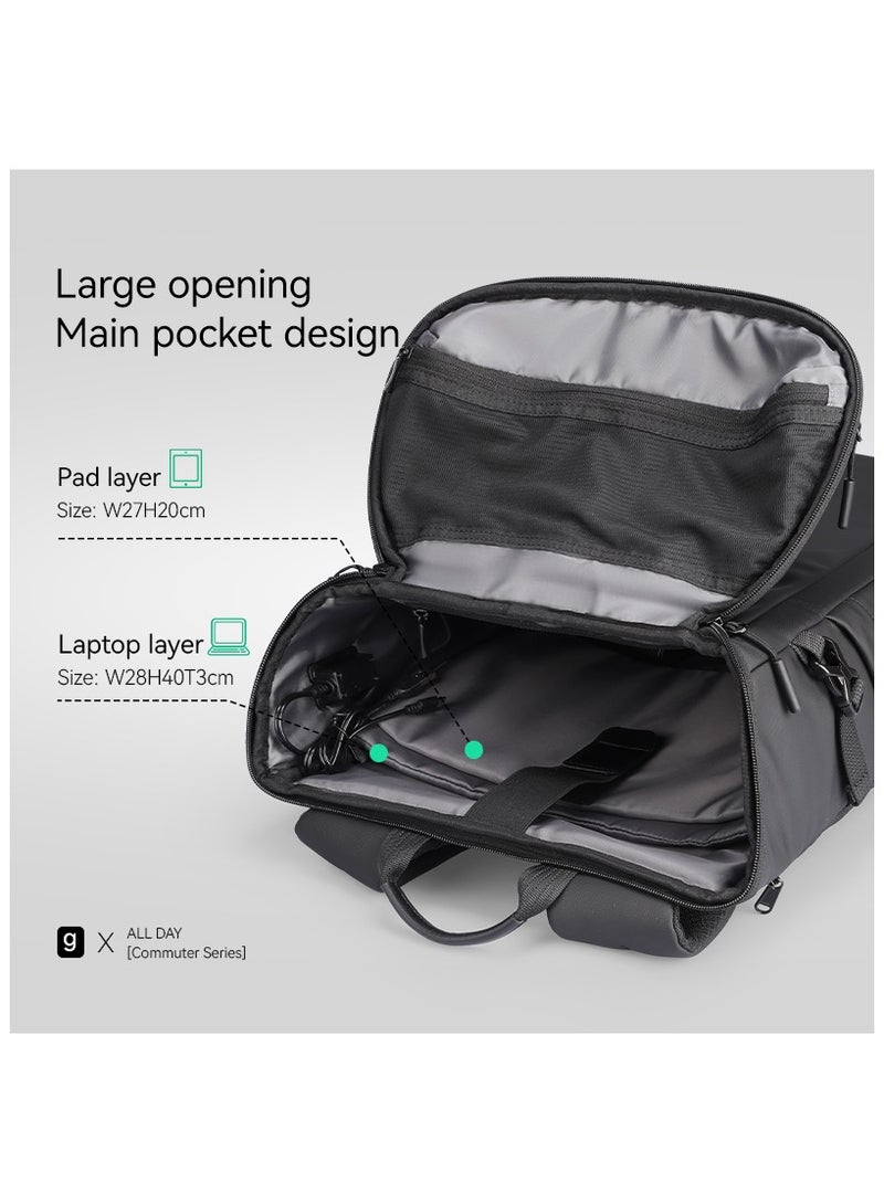 مارك رايدن حقيبة ظهر لاب توب مارك رايدن  رمادي مقاومة للماء  بوصة بفتحة علوية ومنفذ شحن  وجيب مضاد للسرقة وسعة كبيرة للعمل والمدرسة والسفر - Image 4