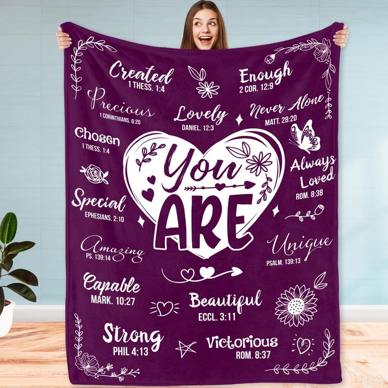 Fastpeace Christian Gifts for Women Inspirational Religious Blanket Thoughtful Christmas Xmas Birthday or Thank You Gift for Mom Friend Sister Grandma Cozy Self Care Throw Blanket 50x60 inch