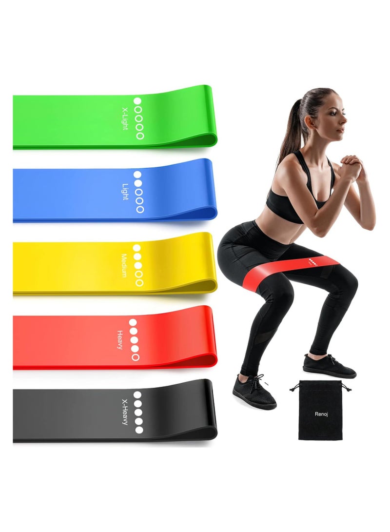 Generic Resistance Loop Bands,Exercise bands Set of 5 Rubber Latex Resistance Band with 5 Different Resistance Levels with Carrying Bag  - Image 1