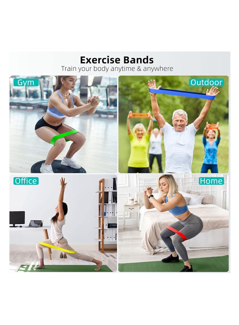 Generic Resistance Loop Bands,Exercise bands Set of 5 Rubber Latex Resistance Band with 5 Different Resistance Levels with Carrying Bag  - Image 2