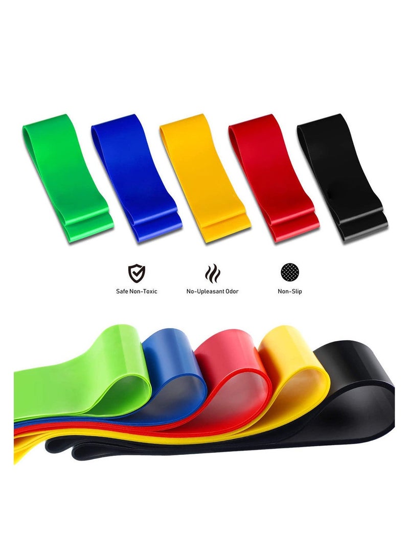Generic Resistance Loop Bands,Exercise bands Set of 5 Rubber Latex Resistance Band with 5 Different Resistance Levels with Carrying Bag  - Image 5