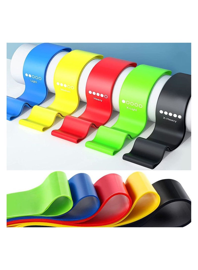 Generic Resistance Loop Bands,Exercise bands Set of 5 Rubber Latex Resistance Band with 5 Different Resistance Levels with Carrying Bag  - Image 4
