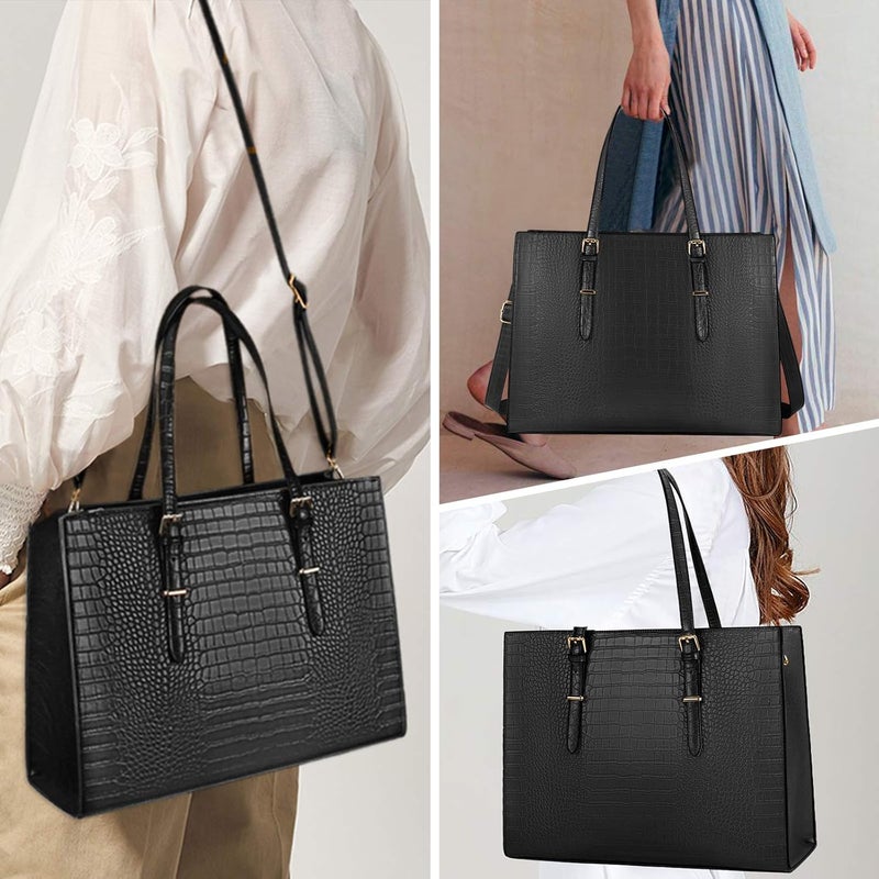 Lubardy Laptop Bag for Women 15.6 inch Laptop Tote Bag Leather Classy Computer Briefcase - Image 5
