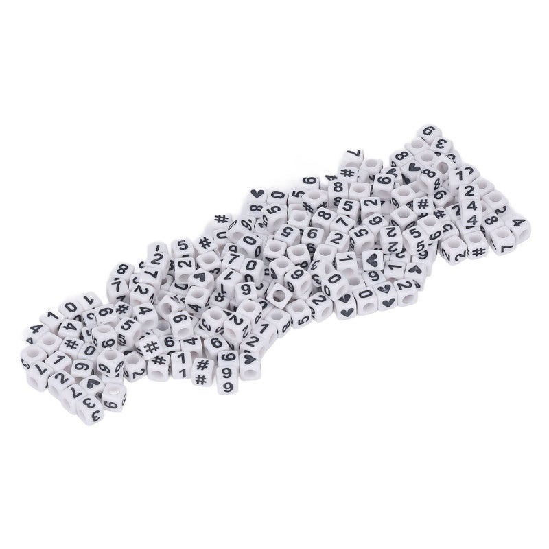 White Number Beads: 300 Acrylic Premium Durable Beads - Clear Lettering Diy Beads for Jewelry Making, Kids Craft & Educational Activities - Image 5