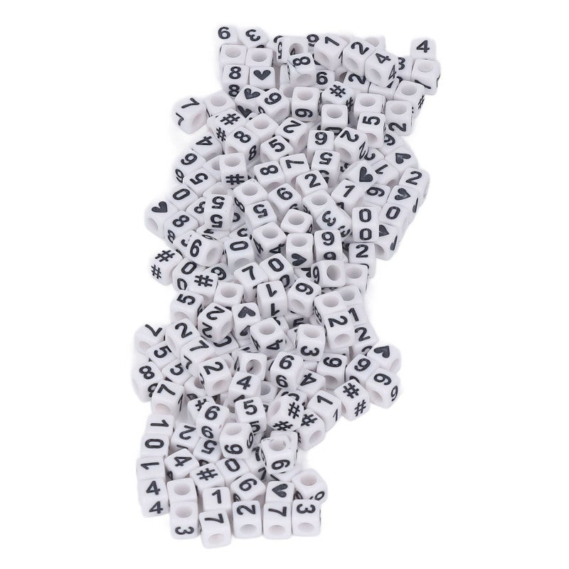 White Number Beads: 300 Acrylic Premium Durable Beads - Clear Lettering Diy Beads for Jewelry Making, Kids Craft & Educational Activities - Image 2
