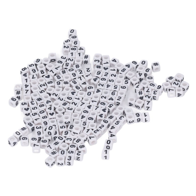 White Number Beads: 300 Acrylic Premium Durable Beads - Clear Lettering Diy Beads for Jewelry Making, Kids Craft & Educational Activities - Image 3
