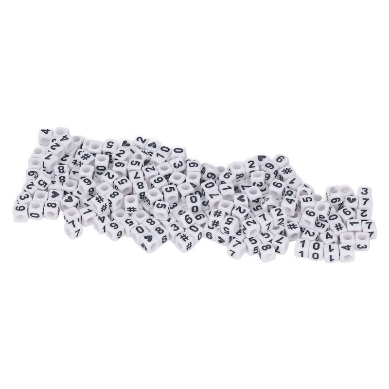 White Number Beads: 300 Acrylic Premium Durable Beads - Clear Lettering Diy Beads for Jewelry Making, Kids Craft & Educational Activities - Image 1