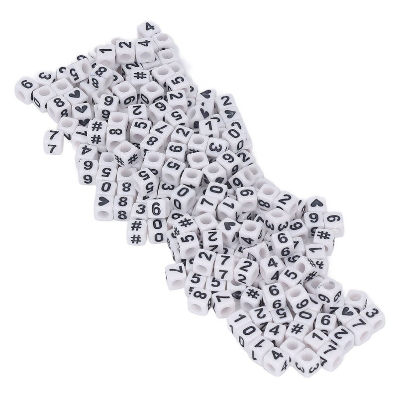 White Number Beads: 300 Acrylic Premium Durable Beads - Clear Lettering Diy Beads for Jewelry Making, Kids Craft & Educational Activities - Image 4