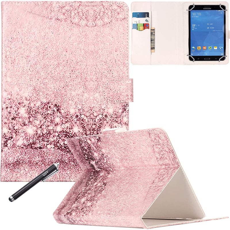 Universal 10 Case Newshine Synthetic Leather Magnetic Closure CardsMoney Slots Flip Stand Wallet Protective Case for All Universal 10 inch Tablet Bling