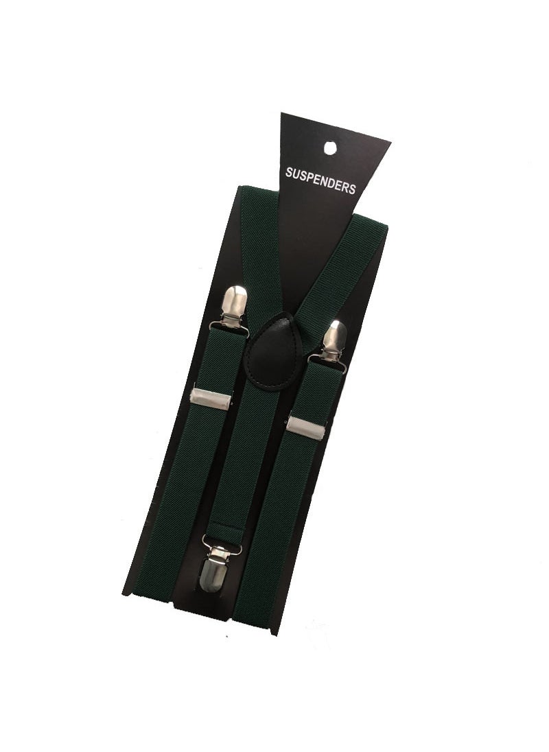 Generic 2.5 Multi-color Unisex Suspenders High-Elasticity Clips Dark green 