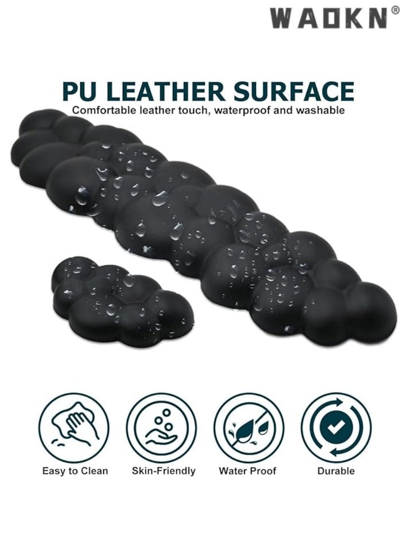 WAOKN Keyboard Cloud Wrist Rest Set, PU Memory Foam Non-Slip Cloud Wrist Rest, Soft and Elastic, Ergonomic Keyboard Mouse Wrist Support for Typing Pain Relief, Home Office, Laptop and Computer Use (Black) - Image 4