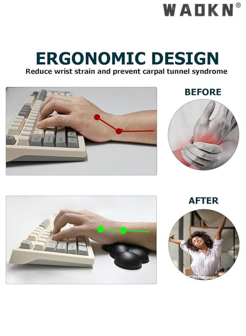 WAOKN Keyboard Cloud Wrist Rest Set, PU Memory Foam Non-Slip Cloud Wrist Rest, Soft and Elastic, Ergonomic Keyboard Mouse Wrist Support for Typing Pain Relief, Home Office, Laptop and Computer Use (Black) - Image 5
