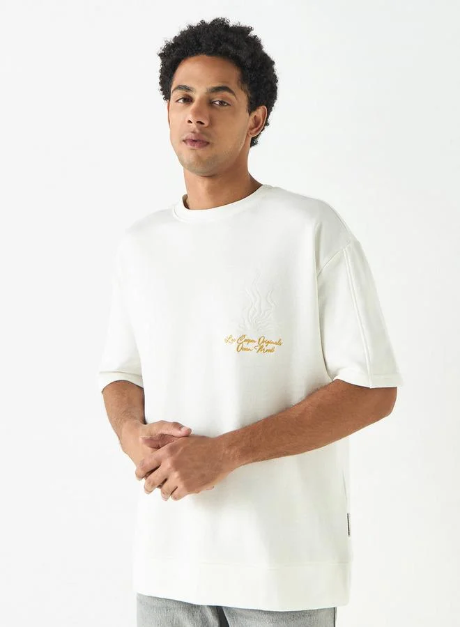 Lee Cooper Embroidered Crew Neck T-shirt with Short Sleeves