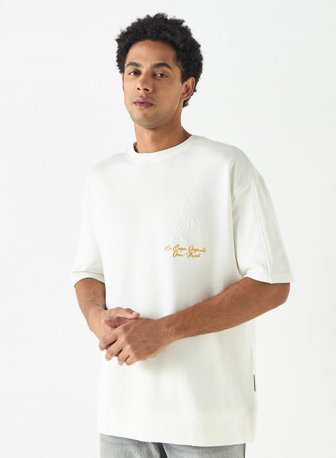 لي كوبر تيشيرت مطرز بياقة ضيقة وأكمام قصيرة من لي كوبر - Image 1