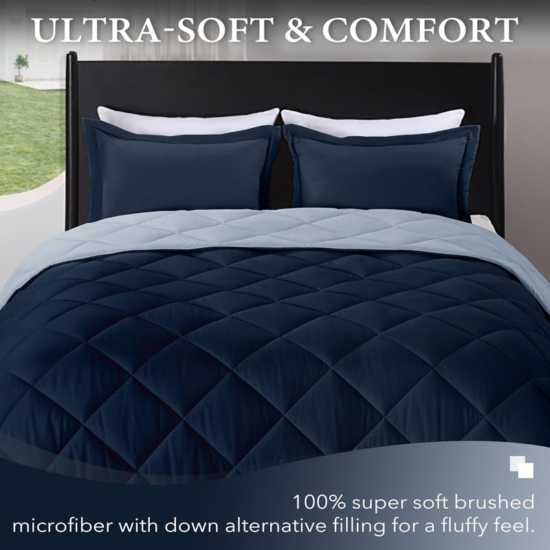 downluxe Twin Comforter Set - Blue and Sapphire Twin Comforter, Soft Bedding Sets for All Seasons -2 Pieces - 1 Comforter (66"x92") and 1 Pillow Sham(20"x26") - Image 2