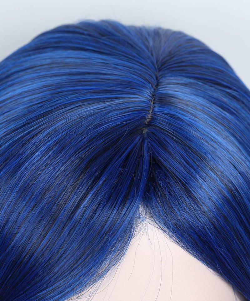 Linfairy Womens Short Blue Wig With Bangs Halloween Costume Cosplay Wig - Image 2