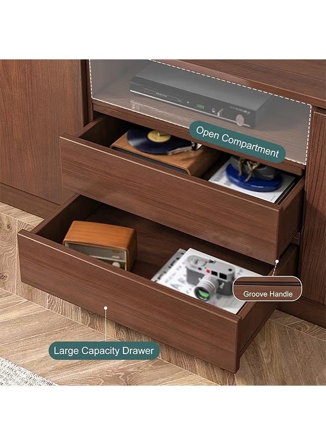 Beauenty Modern Minimalist TV Cabinet  Multifunctional TV Cabinet Storage Cabinet with Drawers and Open Shelves Living Room Storage Furniture Suitable for 55-65 Inch TV - Image 4