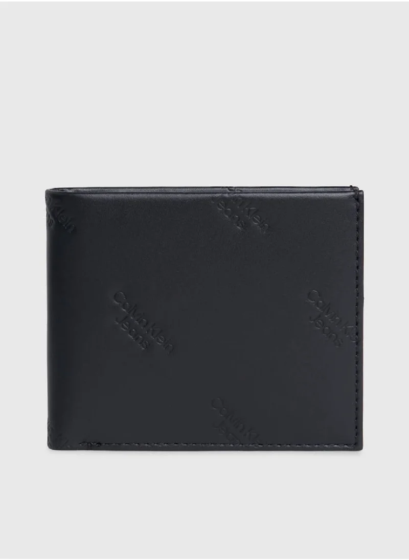 Calvin Klein Jeans Men's Logo Print Bifold Wallet - Leather, Black