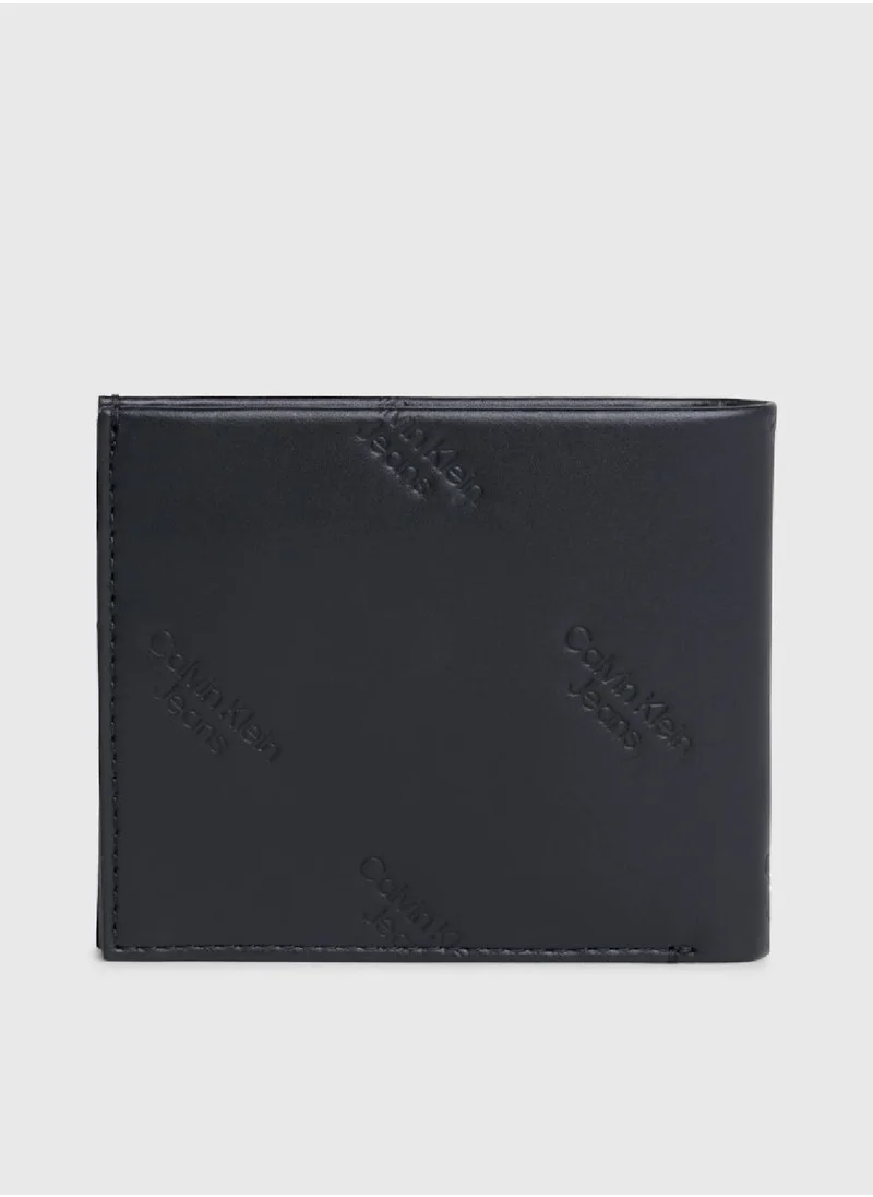 Calvin Klein Jeans Men's Logo Print Bifold Wallet - Leather, Black