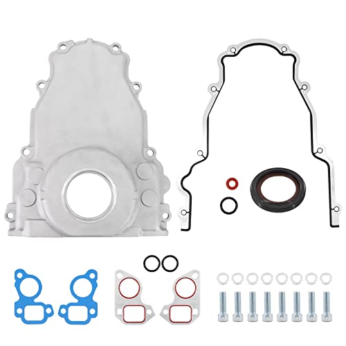 Dokili Cast Aluminum LS Timing Cover wGaskets Bolts kit Compatible with GM Gen III LS1 LS6 48L 53L 57L 60L Engines Replace 12633904 635522