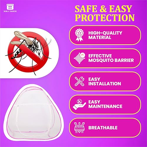 BTAG Mosquito Net for Single Bed, 6 Feet x 4 Feet | Premium Machardani, Tent-Style Foldable Design, Strong & Durable, Corrosion Resistant Insect Protection for Home Use. (6x4_Pink) - Image 4