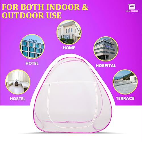 BTAG Mosquito Net for Single Bed, 6 Feet x 4 Feet | Premium Machardani, Tent-Style Foldable Design, Strong & Durable, Corrosion Resistant Insect Protection for Home Use. (6x4_Pink) - Image 5