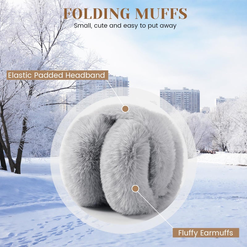 Tavaleu Ear muffs for Women Winter, Faux Fur Earmuffs, Cute Foldable Fluffy Ear Warmers, Soft Warm Ear Covers for Women Men - Image 5