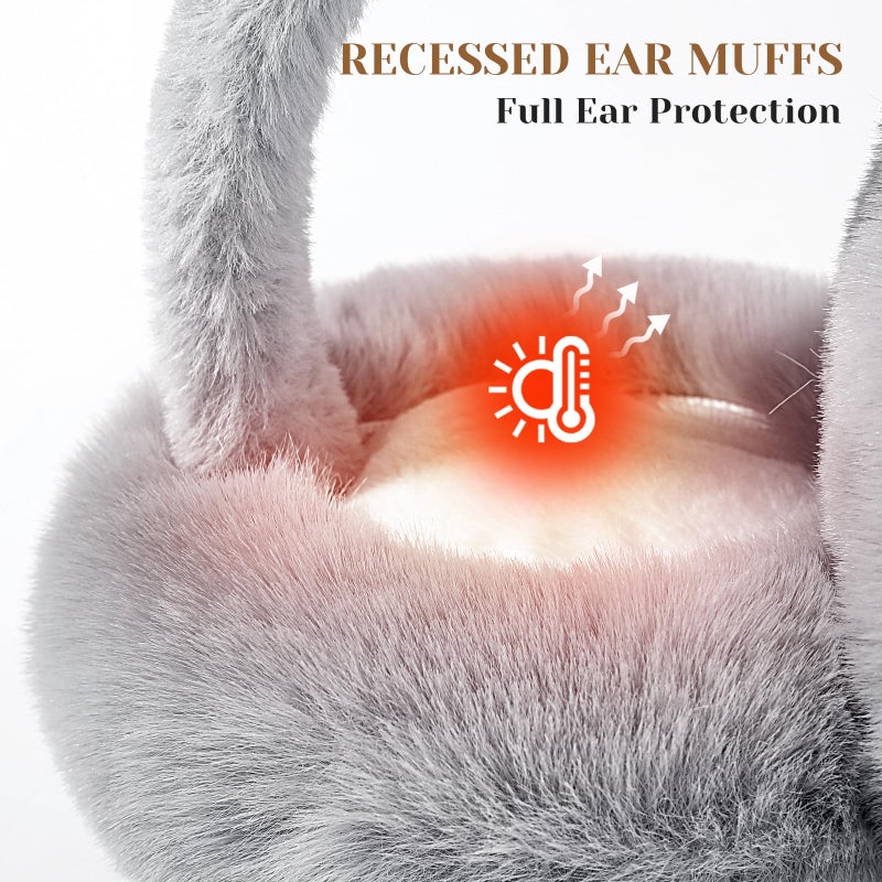 Tavaleu Ear muffs for Women Winter, Faux Fur Earmuffs, Cute Foldable Fluffy Ear Warmers, Soft Warm Ear Covers for Women Men - Image 3