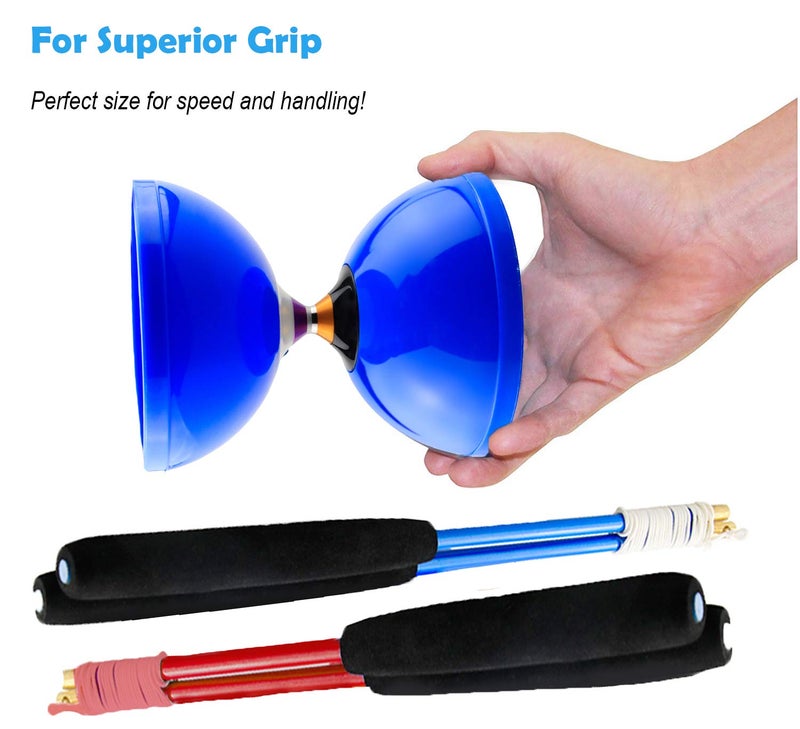 MAGICYOYO Pro Triple Bearing Diabolo Medium Size 5â€ Blue Chinese Yoyo Toy with 2 Pair Carbon Sticks+ 2 Extra Strings +1 Net Bag, High Performance Chinese Yoyo Diabolo Skill Toy - Image 2