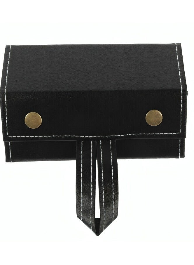 Leather Glasses Travel Case, 2 Slot - Black - Image 2