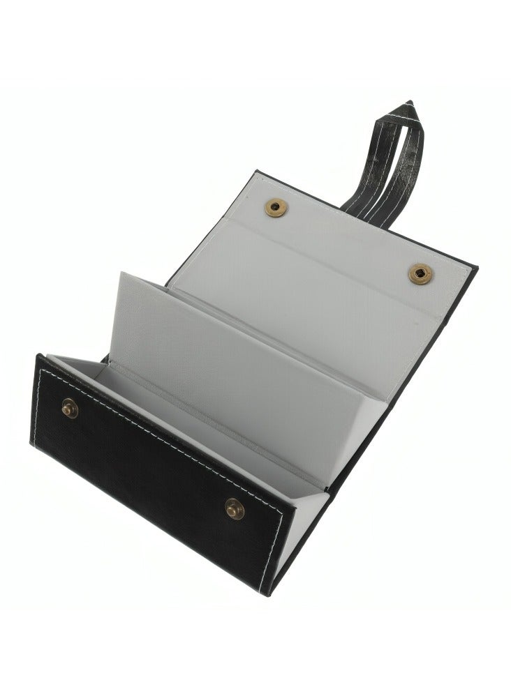 Leather Glasses Travel Case, 2 Slot - Black - Image 1