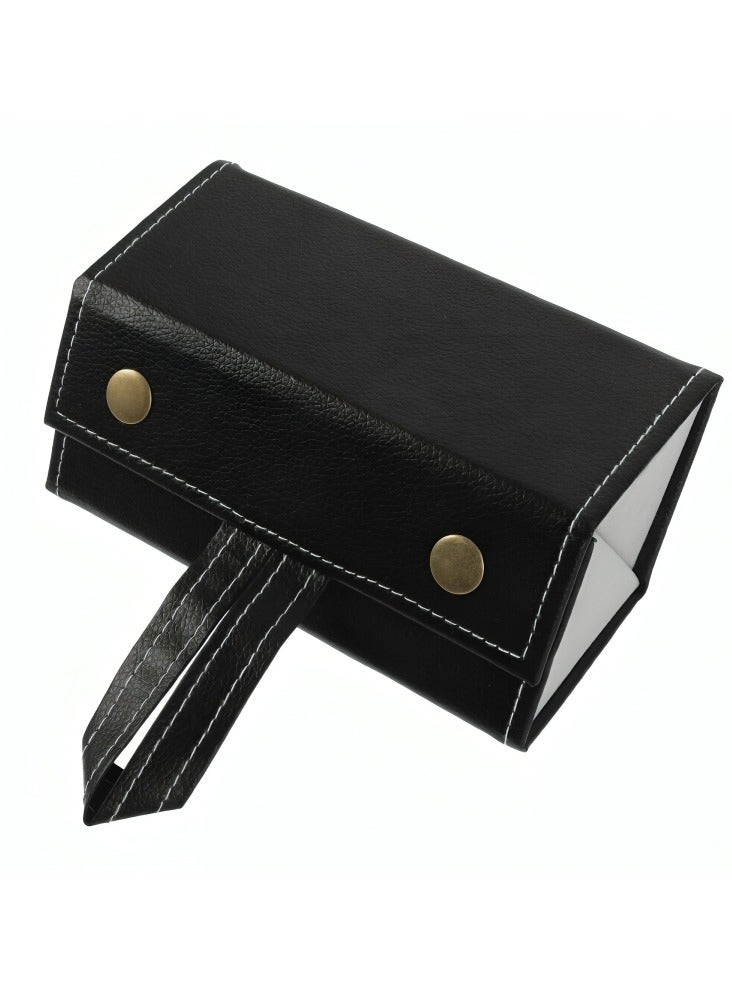 Leather Glasses Travel Case, 2 Slot - Black - Image 3