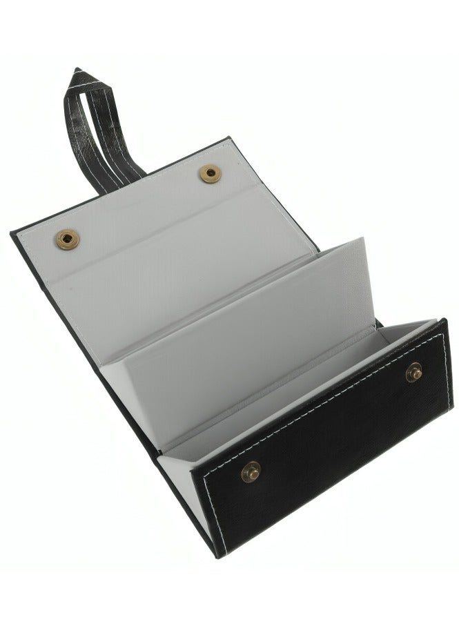 Leather Glasses Travel Case, 2 Slot - Black - Image 4