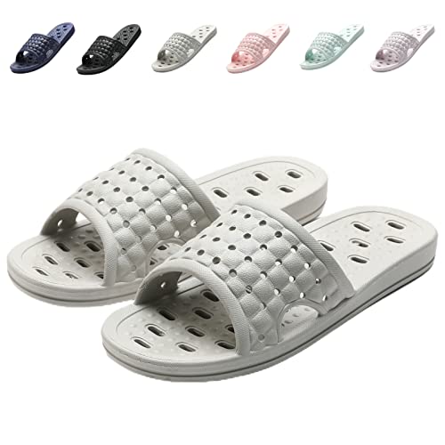 COZYAREA Shower Shoes Quick Dry Non-Slip Bathroom Slippers for Men Women Dorm Home Slides Grey Size 10.5-11 Women/9.5-10 Men - Image 1