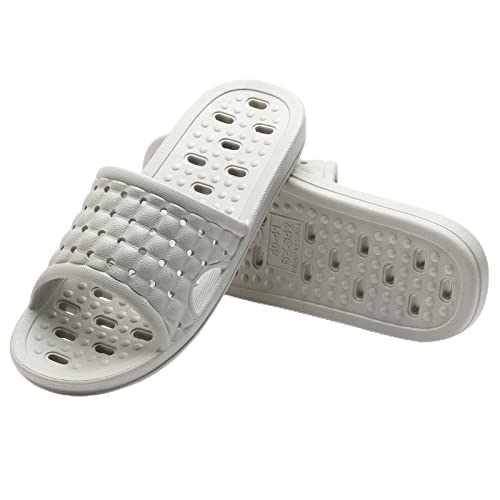 COZYAREA Shower Shoes Quick Dry Non-Slip Bathroom Slippers for Men Women Dorm Home Slides Grey Size 10.5-11 Women/9.5-10 Men - Image 3