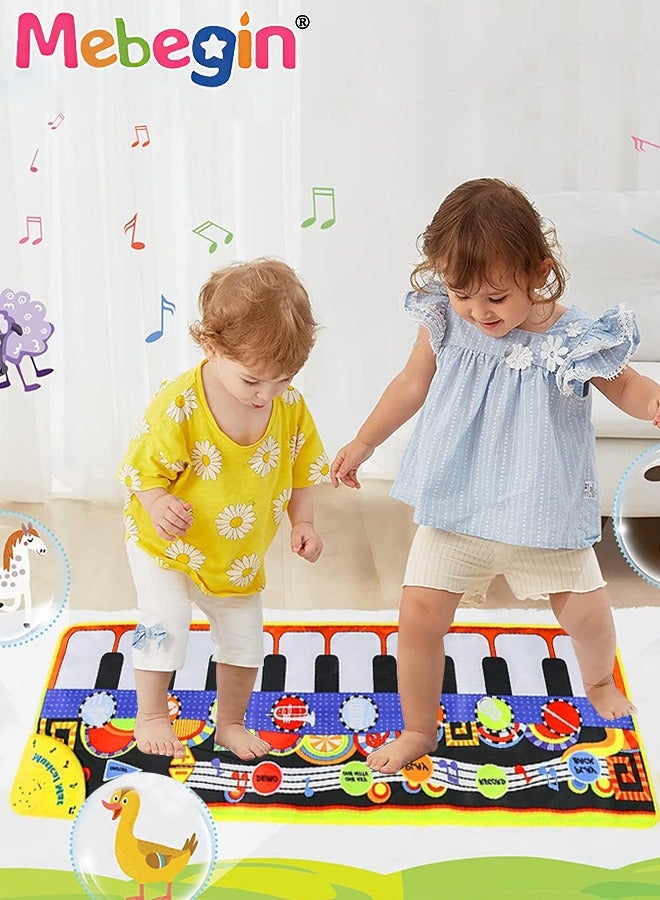 110*36cm Musical Mat, Kids Piano Keyboard Play Mat with 8 Instrument Sounds, Multi-functional Early Learning Musical Toys, 3 AA Batteries Required(Not Included), Ideal Gift for Kids Aged 3+