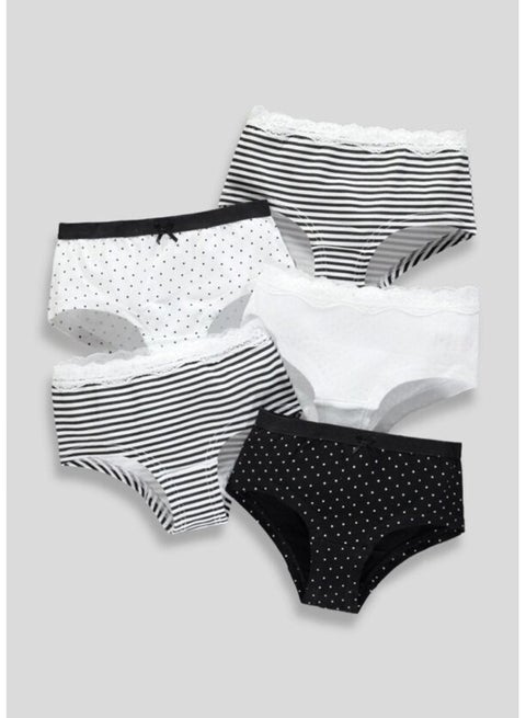 Girls 5 Pack Lace Pointelle Boy Shorts