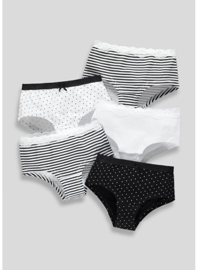 Girls 5 Pack Lace Pointelle Boy Shorts