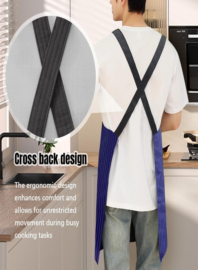 EHERDM 2Pcs Kitchen Apron with Pockets Waterproof Aprons with Detachable Hand Towels Cross Back No Tie Women Pinafore for Cooking Baking Dishwashing Gardening - Image 3