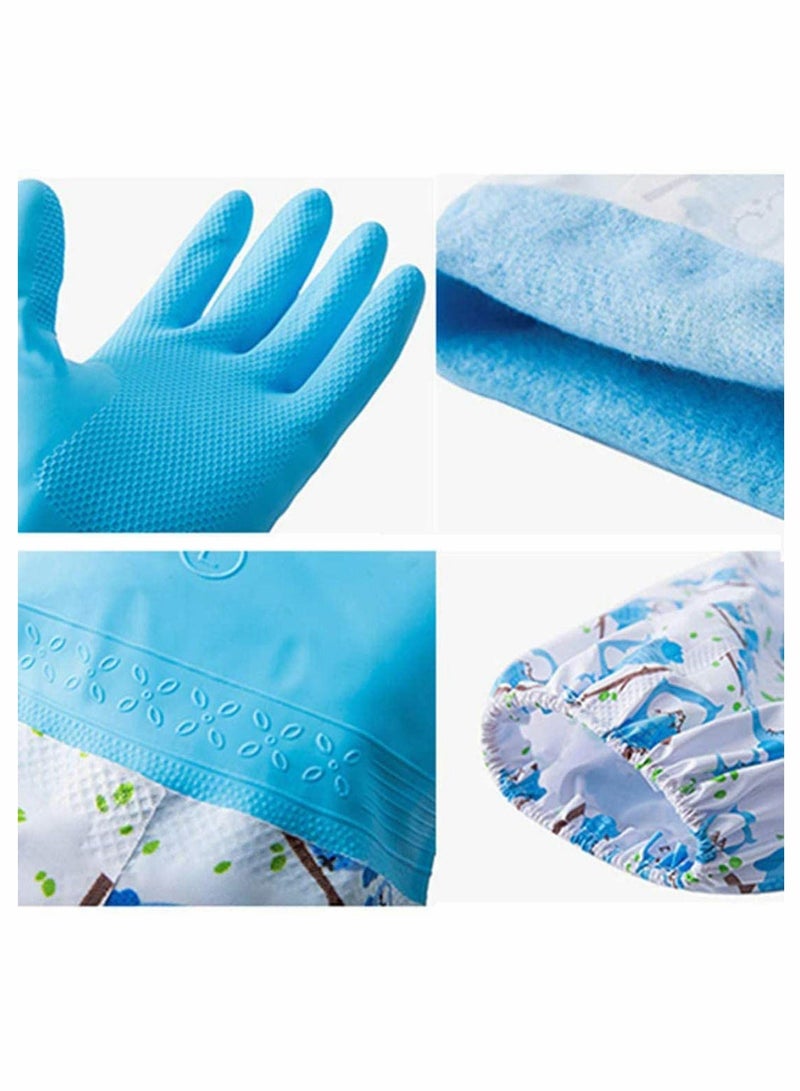 2 PCS Rubber Gloves | Dishwashing Gloves Non Slip Household Kitchen Cleaning Rubber Gloves with Lining for Women   Long Arm   One Size – 【Color】 and 【Pattern】 Sent Randomly - Image 3