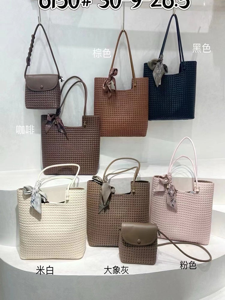 Advanced Sense Large Capacity Woven Bucket Bag Casual Lazy Style Tote Bag Single Number Underarm Bag Commuter Shoulder Bag - Image 2