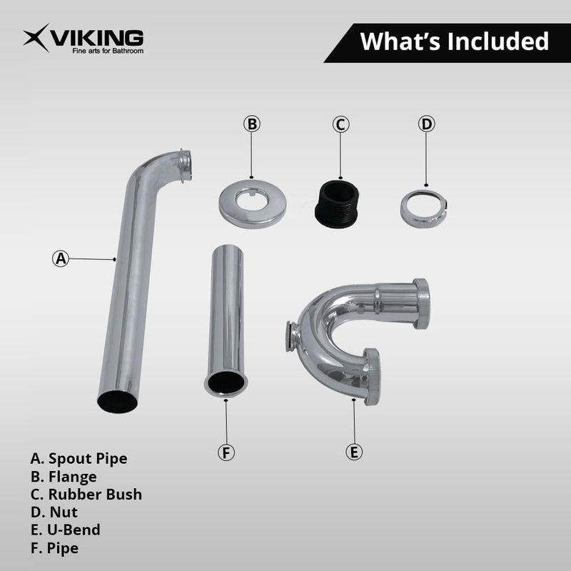 Viking مصيدة بي براس مع قابس تنظيف بحجم خيط مرن 32 مم (1-1/4 بوصة)، داخلي، 450 مم (18 بوصة) - مصقول CP، مصيدة تصريف بسيطة قابلة للتعديل - Image 5