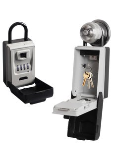 Key Safe with Shackle with LED Lighting, Key Lock Box Wall Mounted with 4-Digit Combination, Zinc Alloy Key Storage with Weatherproof Cover Key Lockbox Cabinet for Home Garage Office School