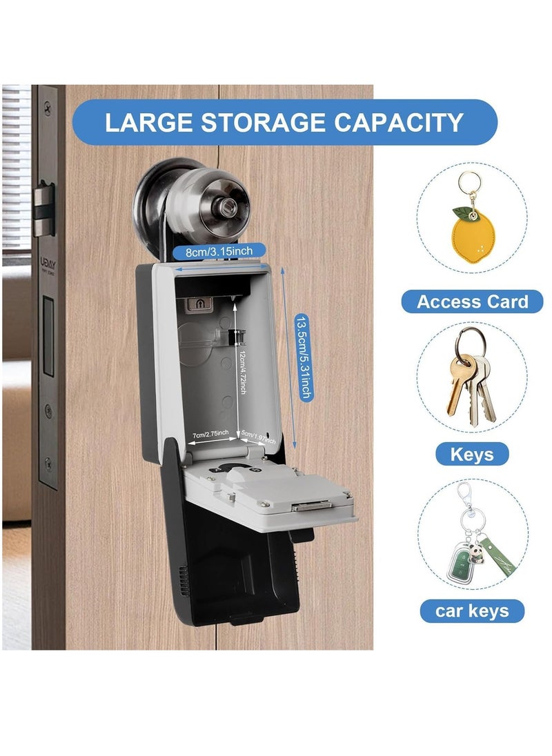 SYOSI - Key Safe with Shackle with LED Lighting, Key Lock Box Wall Mounted with 4-Digit Combination, Zinc Alloy Key Storage with Weatherproof Cover Key Lockbox Cabinet for Home Garage Office School - Image 1
