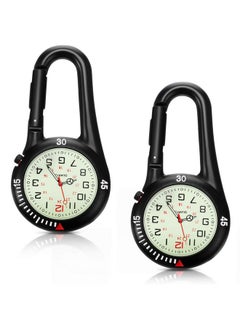 Hicarer Hicarer 2 Pieces Clip on Quartz Watch Backpack Fob Belt Watch Glow in The Dark Unisex Pocket Watch with White Dial for Doctors Nurses Outdoor Activities (Black)  - Image 1